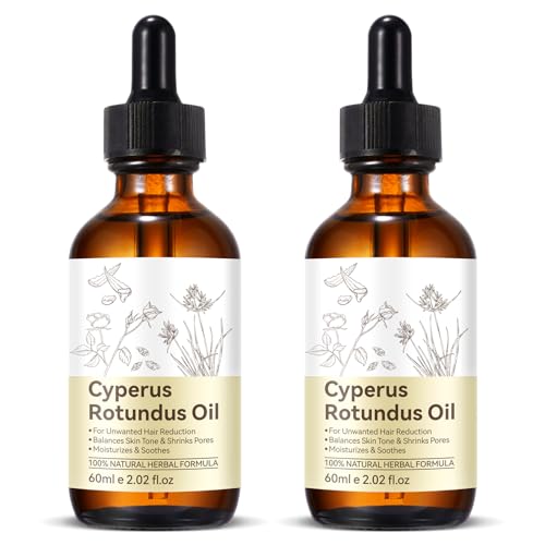 Edottbag 2PCS Natural Cyperus Rotundus Oil for Hair Removal & Hair Growth Reduction - Pure Plant Extract, Suitable for All Skin Types, 2 fl oz Each