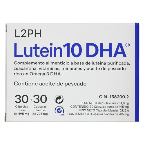 LUTEIN 10 DHA – Complemento Alimenticio para Prevenir y Frenar Degeneracion Macular Seca y Húmeda con Protección Ocular Avanzada (60 Cápsulas). Complemento Nutricional con Luteína, Zeaxantina...