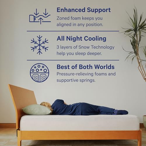Image of Casper Sleep Snow 12 inch Hybrid Queen Mattress - Medium Feel