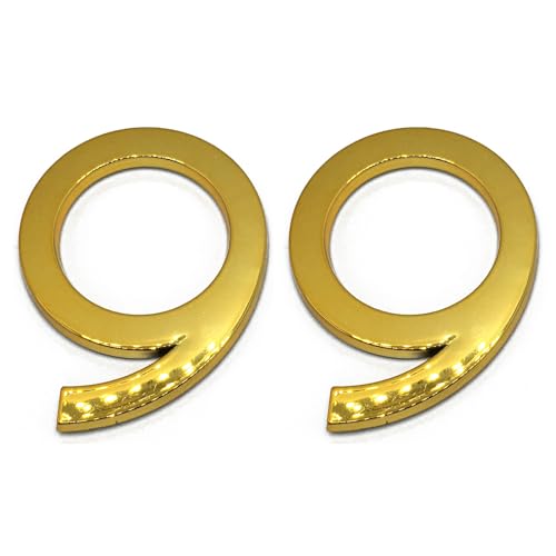 Diggoo 2 Pack Mailbox Numbers 9, 2.76 Inch High, Door Address Numbers Stickers for Apartment, House, Room, Office, Cars, Trucks, Gold Plating Process Number Sign