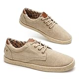 GLAMORA Zapatillas Lona Hombre con Cordones Alpargatas Canvas Zapato Plano Ligero Transpirable Suela Goma Efecto Esparto Casual Verano Flexible Comodo bg-41