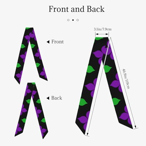 Neck Scarf Women Narrow Kerchief, Compatible with Colorful Black Mardi Gras Decoration Lightweight Chiffon Skinny Bandanas Headband, Bag Tote Handle Ribbon Wraps2