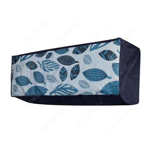 Image of Split AC Cover Combo Set 1.5 Ton | Indoor Outdoor Waterproof & Dustproof Protection | Durable, Breathable Fabric | These Covers Help Maintain Airflow | Blue White Leaves