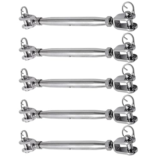 Pack de 5 tensores Quijada de acero inoxidable, herramienta ajustable para tensión de cables y cuerdas para aparejos marinos miniatura 4
