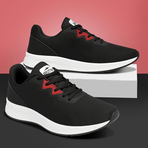 Image of BRUTON EVA Lite Trendy Mesh Running Shoes for Men- Black