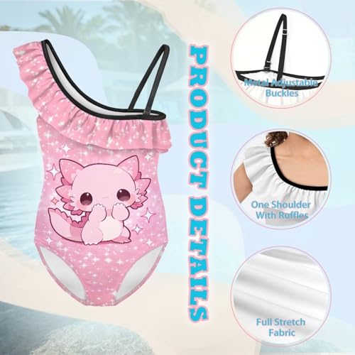 Image of Girls Swimsuit One Piece Ruffle Swimsuit Non-Slip Straps UPF 50+ for Girls Size 3-14 Years