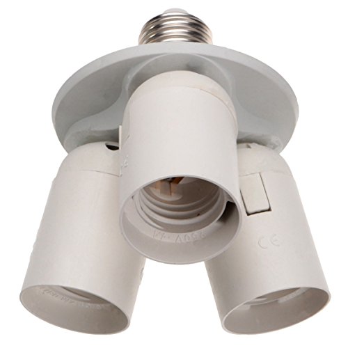 ABI 3 to 1 Light Socket E26 Splitter Lamp Base Adapter for Standard LED and CFL Bulbs