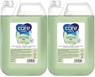 Carekind 70% Hand Sanitiser Gel 5 Litre - with Aloe Vera Extract - Antibacterial Hand sanitizer gel made with Medical Grade Alcohol, Kills Viruses & 99.999% of bacteria. Bulk 5ltr refill (Pack of 2)