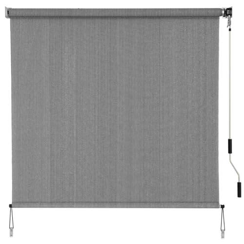 SMONTER Outdoor Sunshade Roller Shade 6'W x 6'H (72" Wx72 H), Exterior Cordless Roll Up Shades Blinds, UV Protection Shade Cloth with Crank Operation for Outside Windows Patio Porch Gazebo, Dark Grey