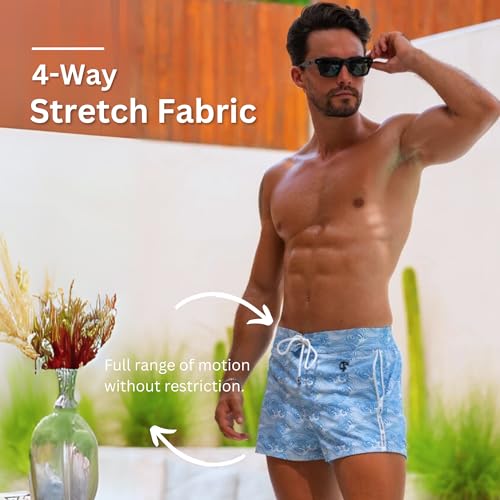 Tucann Men's Trunks 3" Compression Liner Quick Dry Zipper Pocket Chlorine Resistan 4 Way Stretch Printed Swim Shorts for Men3