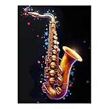 TZTTZT Kits d'art diamant pour adultes – Impression saxophone classique colorée n° 21 – Kit de peinture diamant pour adultes débutants – Peinture diamant sans cadre pour décoration murale de la maison