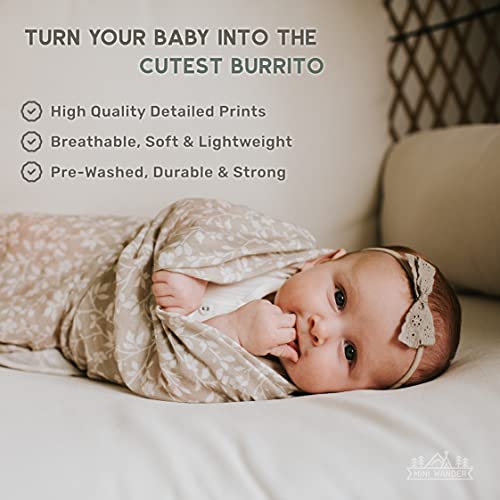 Image of Mini Wander Swaddles for Newborns Muslin Swaddle Blankets - Breathable Soft Receiving Blanket Baby Essentials | 47 x 47 Cotton - Magnolia Tree (Gray)