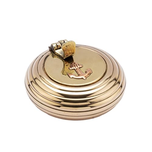 NKlaus Retro Grooved Brass Folding Ashtray 6cm - Maritime Design Outdoor Ashtray 15931