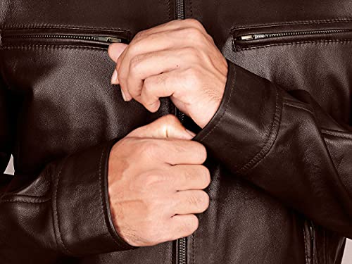 Image of Men's Vintage Genuine Lambskin Leather Biker Jacket - Motorcycle Leather Jacket for Men