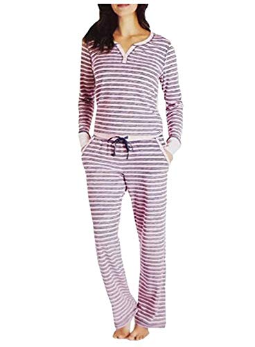 Nautica Women's 2 Piece Fleece Pajama Sleepwear Set (Pink Stripe, XXL)