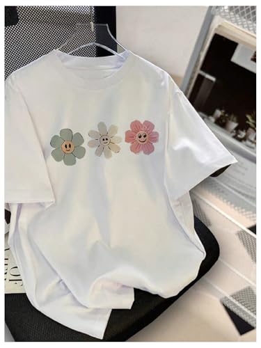 SweatyRocks Girl's Floral Graphic Tees Short Sleeve Crewneck Casual Summer T Shirts2