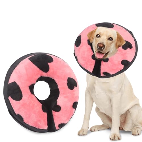 Yzalen Aufblasbare Halskrause Hund Katze, Aufblasbare Hundekragen Hund Weich, Einstellbar Schutzkragen Hunde, Halskrause Katze,Kragen für Hunde Nach Op Wiederherstellung (Rosa, L)