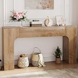 GarveeHome 63 in Farmhouse Console Table, Narrow Wood Entryway Table Behind Couch, Slim Rustic Hallway Furniture for Living Rooms, Foyers & Apartments, Deep Oak
