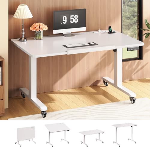 SEDETA 47 x 24 Inches Electric Standing Desk, 180° Tiltable Mobile Rising Computer Desk Height Adjustable with Wheels for Drawing/Writing/Gaming/Stud