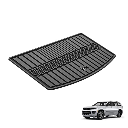 3W Cargo Liner Compatible for Jeep Grand Cherokee L 2021-2024 2025 All Weather Non-Silp Odorless TPE Custom Fit Cargo Tray Heavy Duty Trunk Carpet Black 10+ Years Lifespan Jeep Grand Cheroke