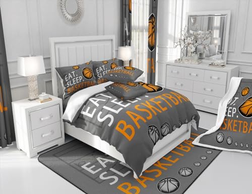 Image of Feelyou Eat Sleep Basketball Comforter Bedding Set Full Size for Kids Teens