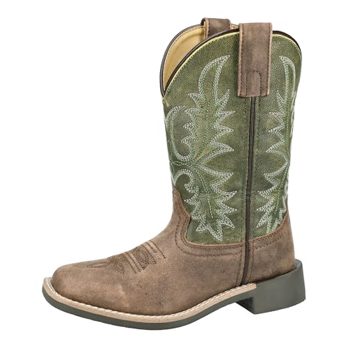 Smoky Mountain Western Boots Boys Harrison Leather Brown Green 3412C4
