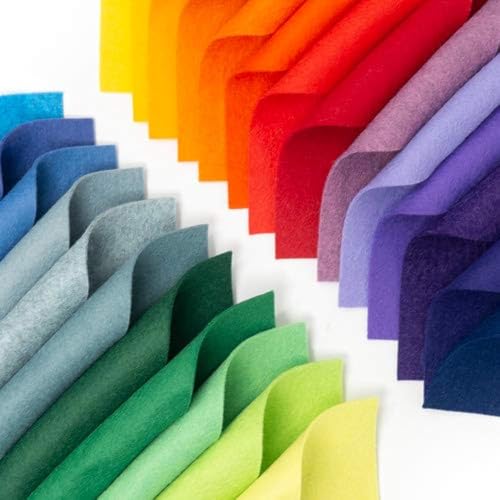 Birsppy 25 Felt Sheets - 6"X12" Rainbow Colors - Merino Wool Blend Felt Made in USA