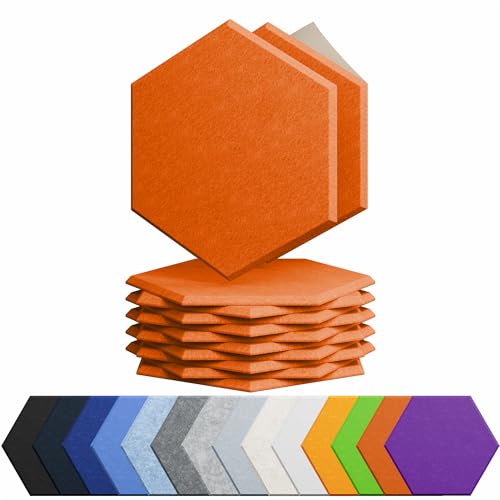 Image of 12 Pack Hexagon Acoustic Panels Self Adhesive Sound Proof Foam(Orange-Red)