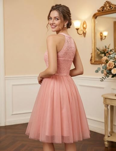 Image of Dressystar Women's Sequin Short Prom Dress Sparkly Halter Tulle Cocktail Party Homecoming Dresses