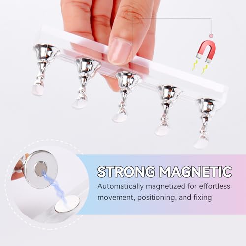 Image of Makartt Press On Nail Stand: Silver Nail Stand for Nails Art Display Practice Nail Holder for Painting Nails Stand for False Nail Press On Designs Magnetic Fake Nail Holder with 1M Double-sided Tape