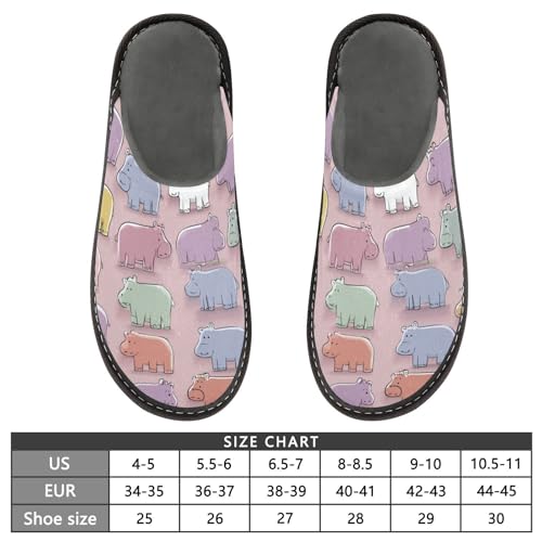 Slippers for Women Colorful Hippo Pattern on Fabric Soft Fuzzy Women's Slippers Indoor and Outdoor Shoes3