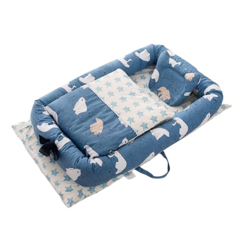 WXQベッドインベッド 折りたたみ式 枕付き 持ち運びベビーベッド 出産祝い 通気性 洗濯可能 0ヶ月〜 赤ちゃんとの添い寝に 長く活用 (#1)