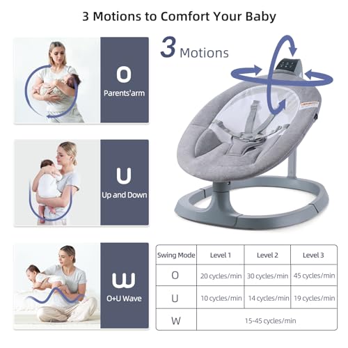 Image of VaVaSoo Baby Swing Up to 26lbs, Baby Swings for Infants (Light Grey)