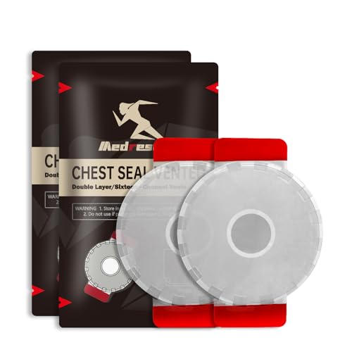 Image of 6.6 inchCircle Double -Layer Chest Seal,Emergency Trauma Dressing for Open Chest Injuries and Sucking Chest Wounds.First Aid Kit IFAK Supplies (2), White