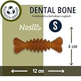 Nosli Natural Toys Dental Bone • Gummi Kauknochen für Hunde • Aus Naturkautschuk ohne Farbstoffe • Spielzeug Knochen Hund • Hundespielzeug Knochen mit Noppen • Hundeknochen Naturgummi (S)