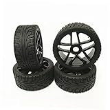 EYESKY RC 1/8 Scale On-Road Vehicles Wheel Rim Rubber Tires Black 17mm Hexagonal Joint H Thread Pattern for On-Road Touring Car 4 PCS