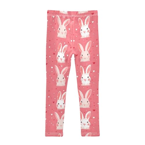 Cute Pink Rabbit Girls Leggings Ultra Soft Compression Yoga Gym Pants for Kids 4-10T2