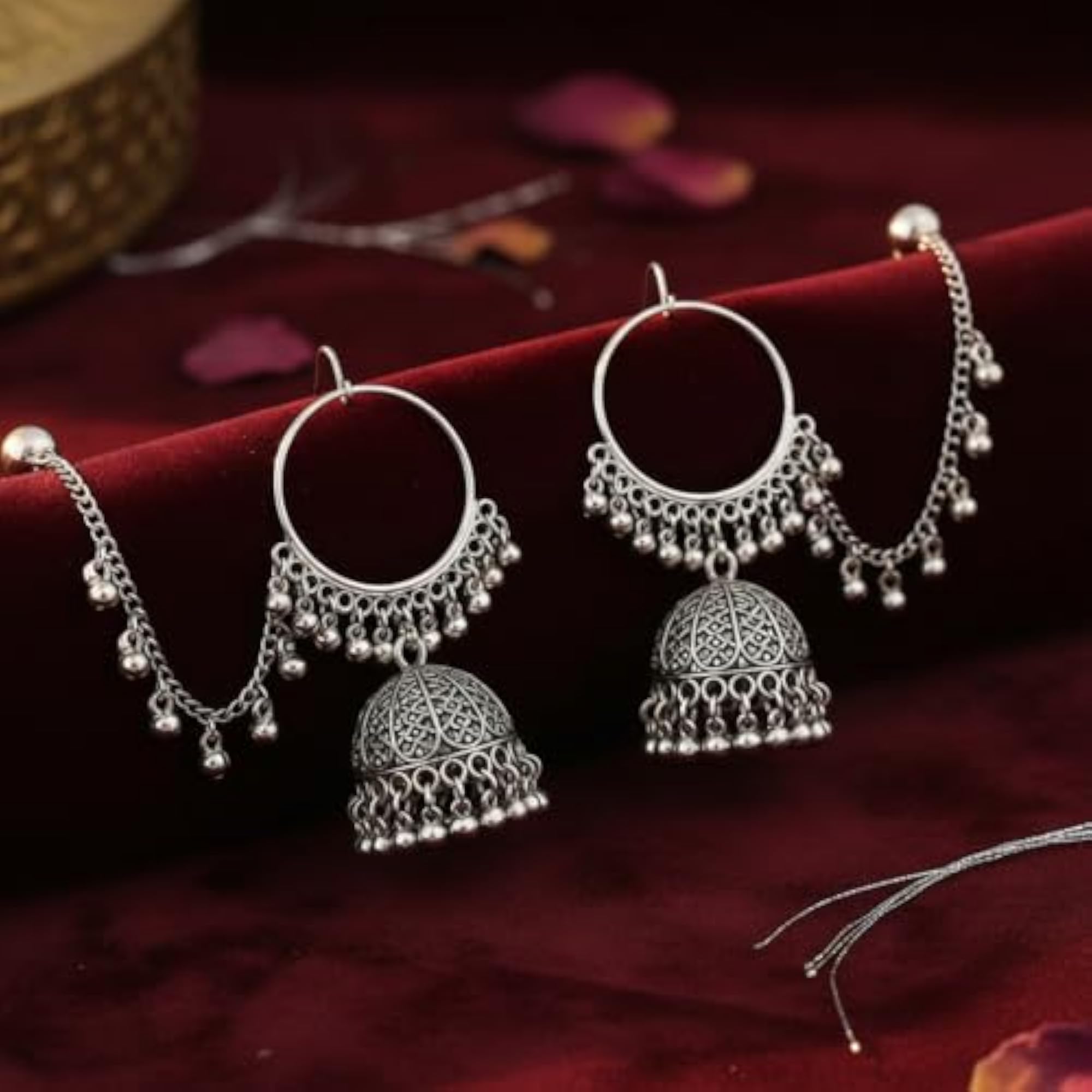 Hoop Jhumka Earrings for Women, Traditional Chandbali Style