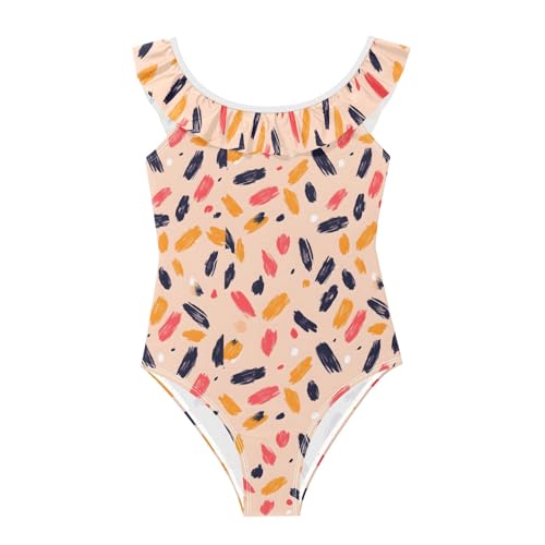 Traje de baño de una pieza con lunares rosa para niñas de 3 a 6 años
