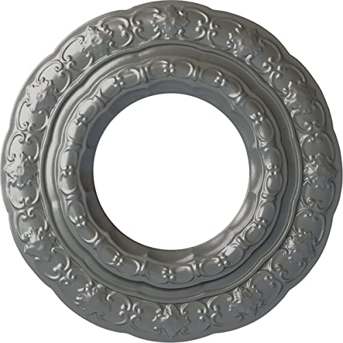 Ekena Millwork CM15LISLS Lisbon Hand-Painted Ceiling Medallion, Silver