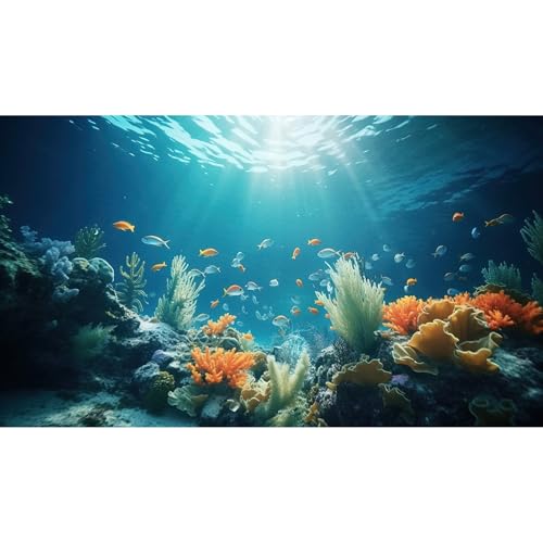 Image of Under The Sea Fish Tank Background Deep Sea Coral Reef Aquarium Background Underwater Rock Aquatic Plants Sunray Terrarium Backgrounds Tropical Fish Ocean Floor Fish Tank Backgrounds Decors 24x16in