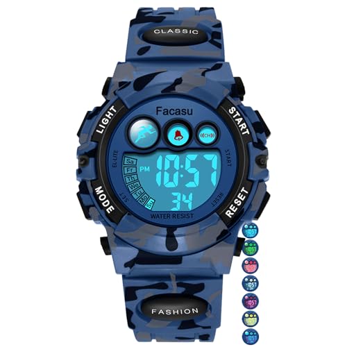 Image of Kids Watch Digital for Boys-Waterproof Kids Sports Watch with Light, Alarm&Snooze,Stopwatch Military Design Silicone Band Gift for Birthdays,Christmas Outdoor Activities(8+ Years)