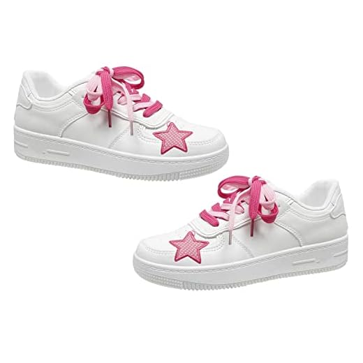 Sapatos pequenos brancos planos pequenos sapatos brancos para meninas simples de cadarço circulação de ar para viagens, Rosa, 36