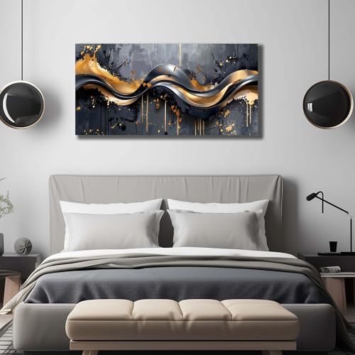 Image of AOZEMI Abstract Wall Art Black Canvas Art for Bedroom