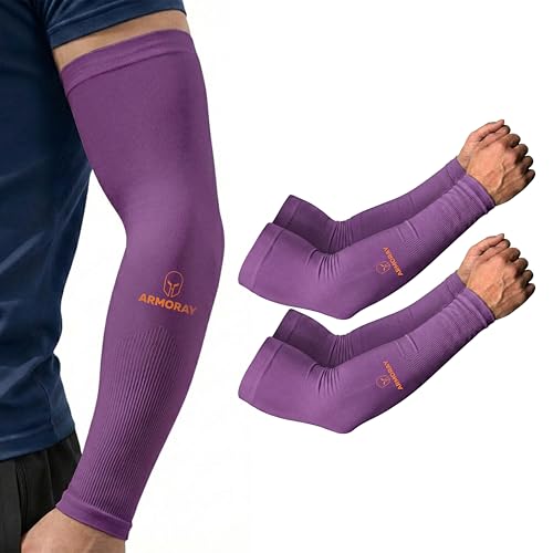 Image of ARMORAY Arm Sleeves for Men and Women - UV Sun Protection Cooling Compression - Tattoo Cover Up Sleeve for Daily Wear & Work