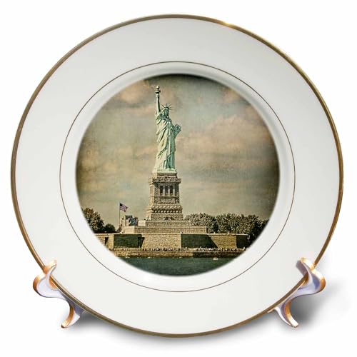 3dRose cp_55956_1 Statue of Liberty Texture Porcelain Plate, 8-Inch