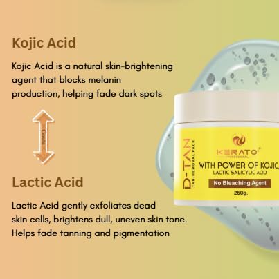 Image of D-TAN Removal Cream Pack for Face & Body | No Bleach | Lactic Acid & Kojic Acid | Brightening & Moisturizing Tan Removal for Men & Women | All Skin Types - 250g
