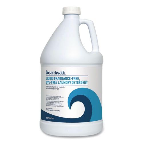 Boardwalk Liquid Fragrance-Free, Dye-Free Laundry Detergent, 4-pack (1) Gallon Bottles, Unscented, No Pphosphorous, APE, NPE or EDTA, Low Environmental Impact, Made in the USA