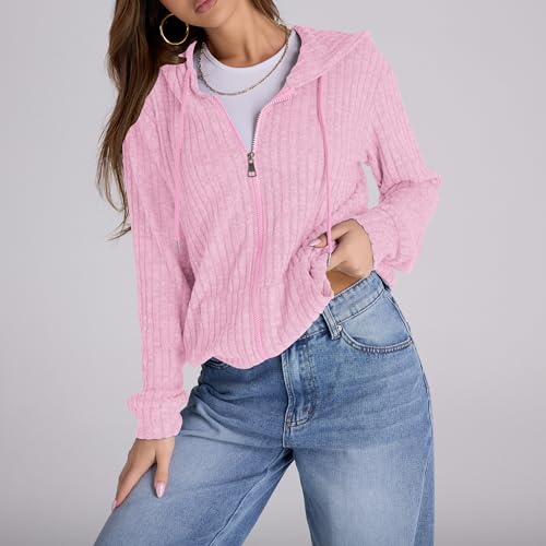 Image of Witsmile Zip Up Hoodie Women Oversized Sweatshirt Long Sleeve 2026 Fall Outfit Lightweight Jackets Workout Clothes