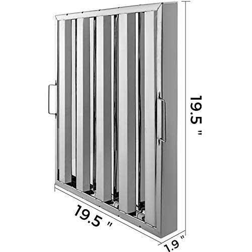 VBENLEM Pack of 6 Hood Filters 19.5W x 19.5H Inch, 430 Stainless Steel 4 Grooves Commercial Hood Filters, Range Hood Filter for Grease Rated Commercial Kitchen Exhaust Hoods